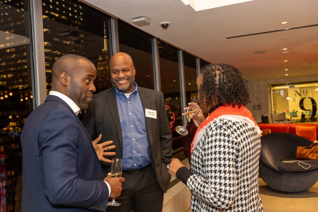 Three BECA Members socialize at Paramount Global HQ in New York City.